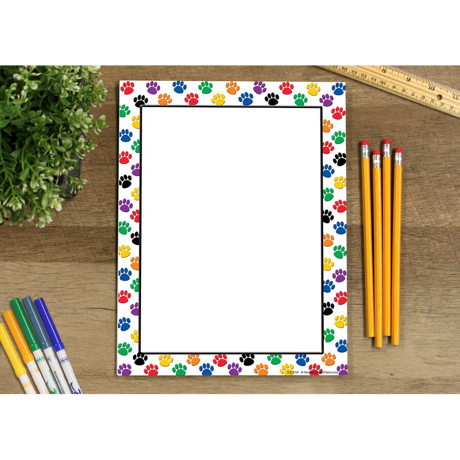 Computer Paw Print Colorful Paw Prints Computer Paper - TCR4769 | Teacher Created Resources