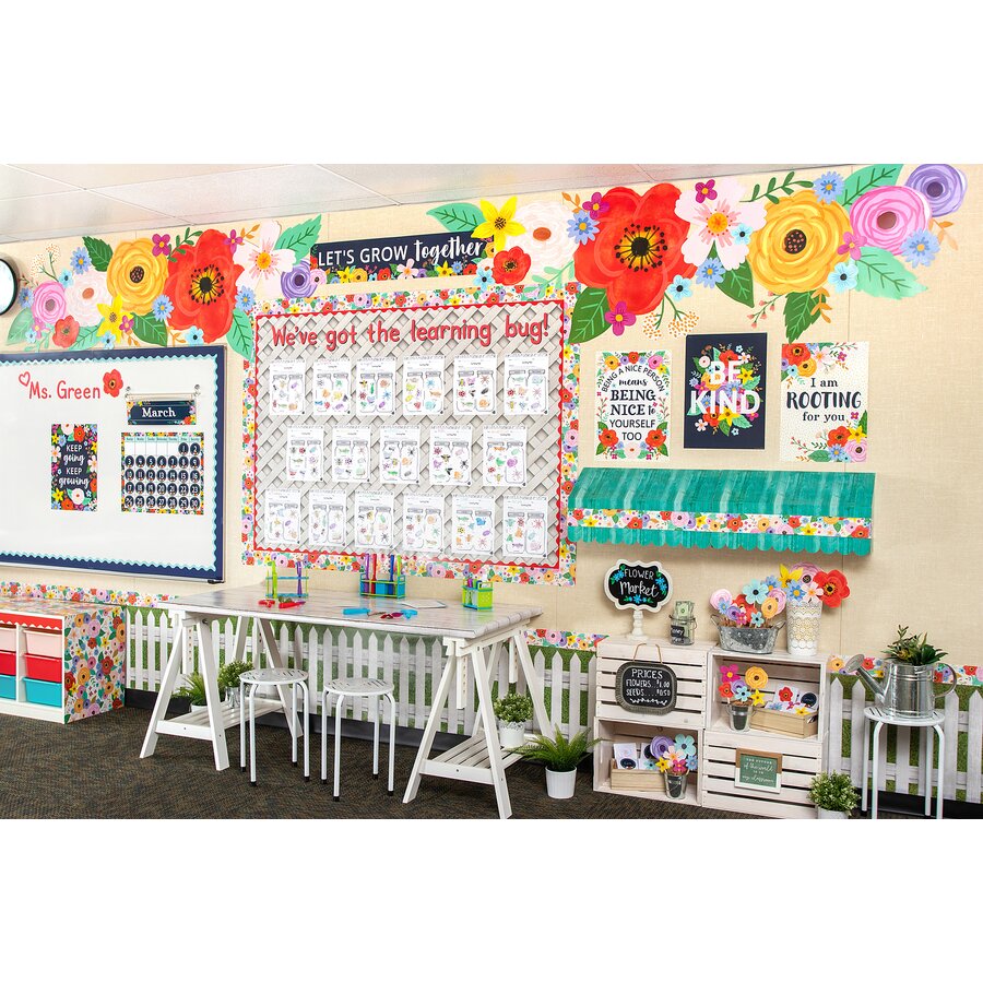 Teacher Created Resources Wildflowers Alphabet & Numbers Bulletin Board Set - 37 Pieces, A-Z & 0-10 Cards