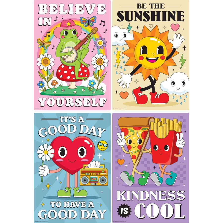 Poster Fun Rise Simple Retro Fun Small Poster Pack - TCR6964 | Teacher Created Resources