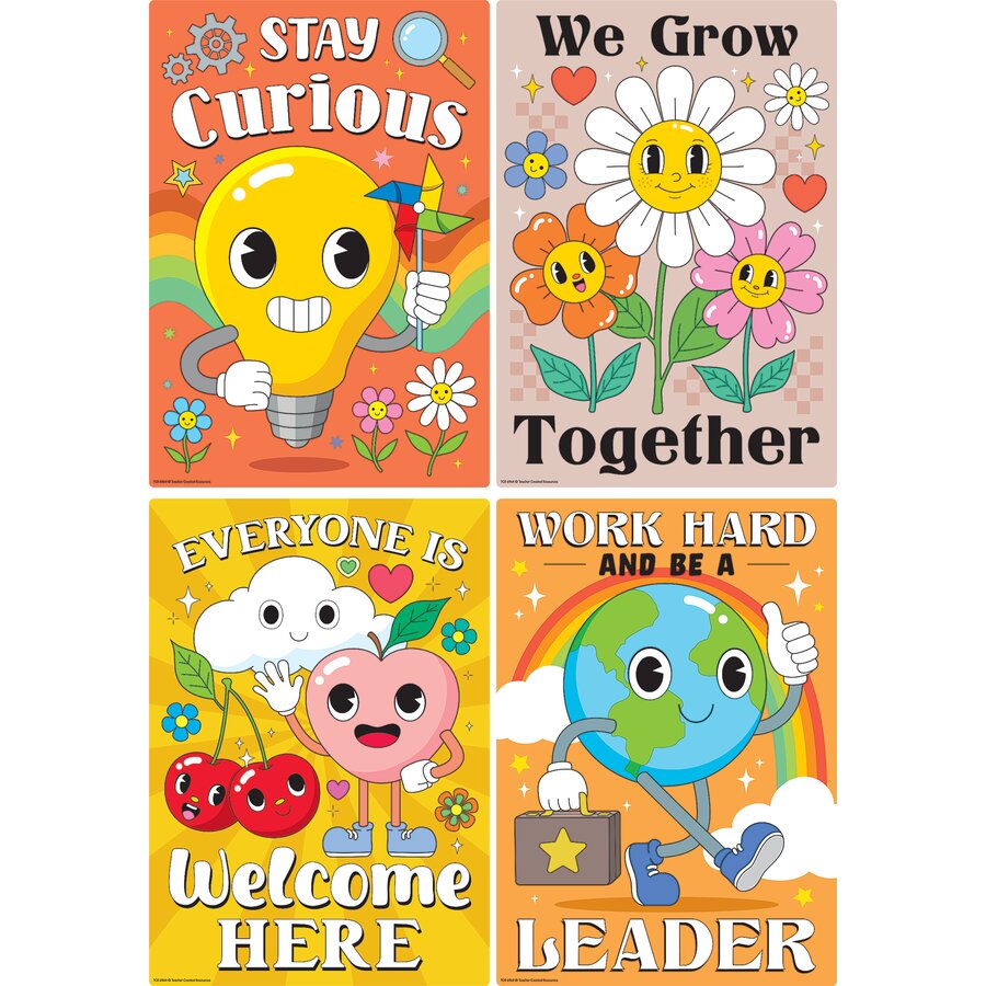 Poster Fun Rise Simple Retro Fun Small Poster Pack - TCR6964 | Teacher Created Resources