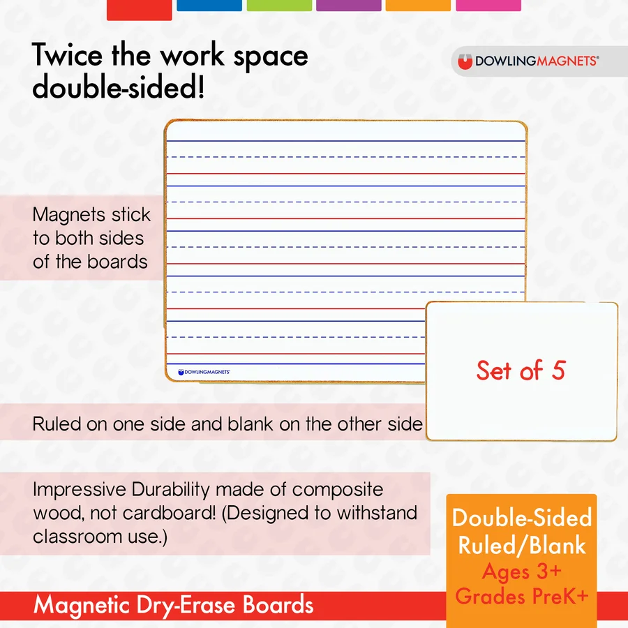Double-Sided Magnetic Dry-Erase Boards: Lined/Blank, Set of 5 product image 2