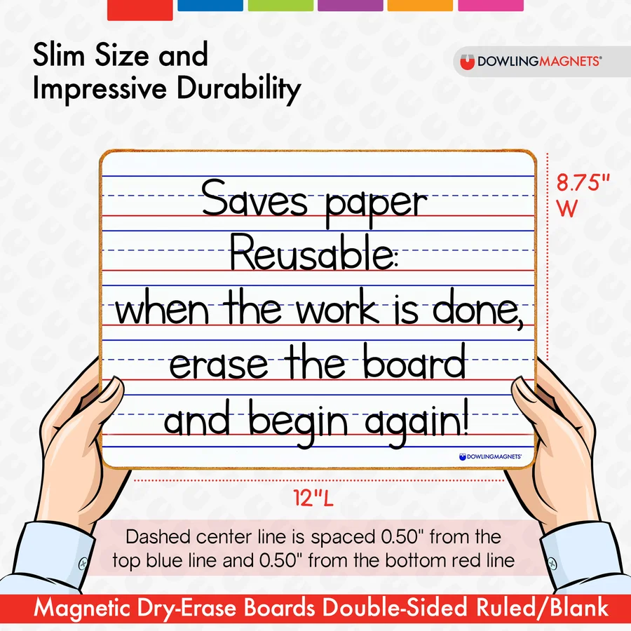 Double-Sided Magnetic Dry-Erase Boards: Lined/Blank, Set of 5 product image 4