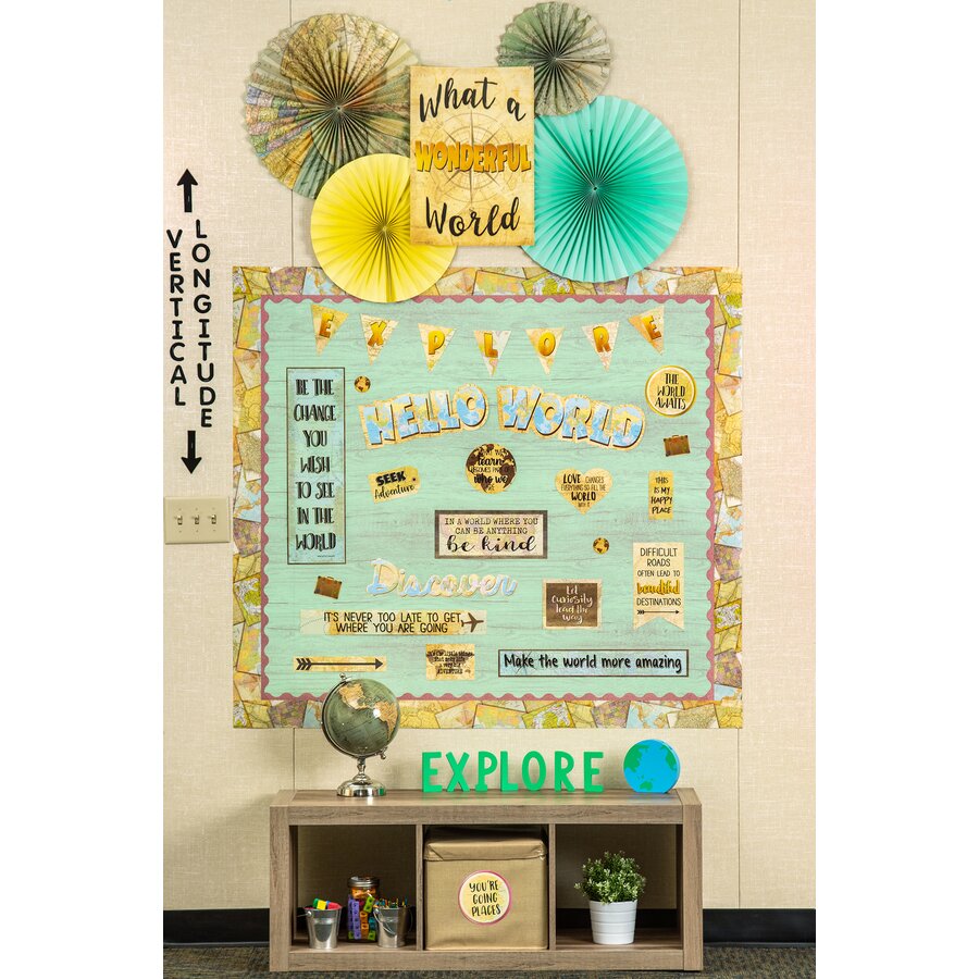 Outus 18 Pcs Travel The Map Hanging Paper Fans Decorations