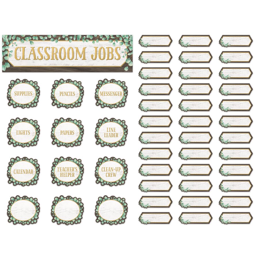 Eucalyptus Classroom Jobs Mini Bulletin Board - TCR8453 | Teacher Created Resources eucalyptus-classroom-jobs-mini-bulletin-board-tcr8453-teacher-created-resources