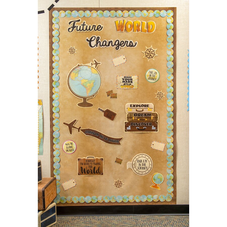 Classroom Decor High School Winter Classroom Border Trim - Brown & White Straight Borders For Bulletin Boards (12 Pieces) Winter Bulletin Boarder