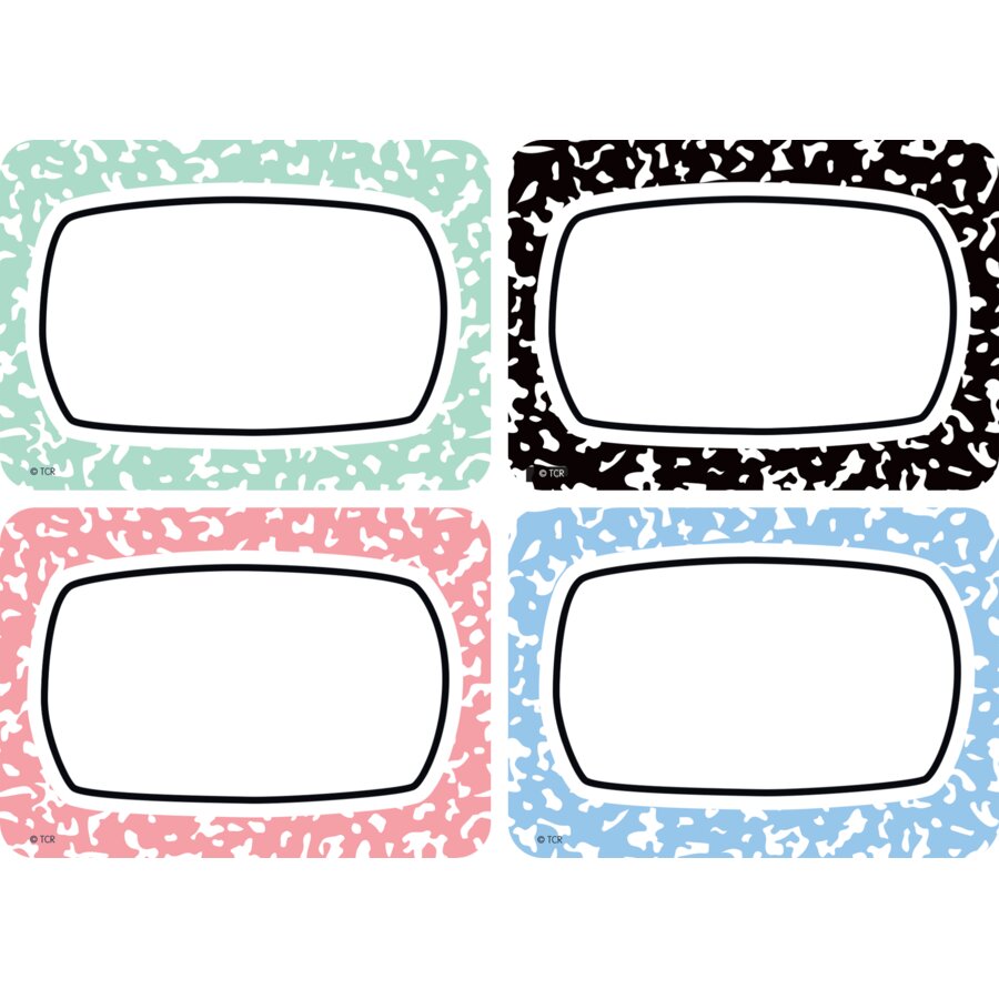 Cool for School Composition Name Tags/Labels - Multi-Pack - TCR9320 ...